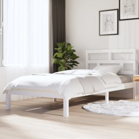 Estructura de cama madera maciza de pino blanco 90x200 cm de vidaXL, Camas y somieres - Ref: Foro24-3101204, Precio: 101,85 €...