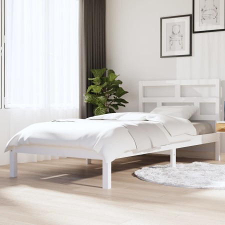 Estructura de cama madera maciza de pino blanco 90x200 cm de vidaXL, Camas y somieres - Ref: Foro24-3101204, Precio: 101,85 €...
