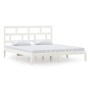 Estructura cama de madera maciza blanca super king 180x200 cm de vidaXL, Camas y somieres - Ref: Foro24-3101234, Precio: 156,...