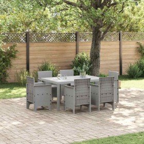 Conjunto de Comedor de Jardín 7 pcs Gris Claro Ratan Polt en Mesas de jardín | Comprar online en Foru.es