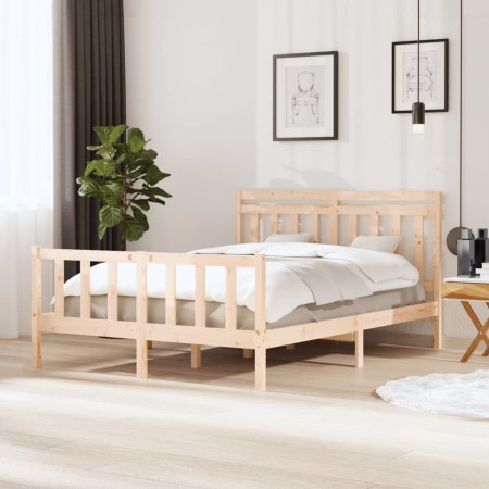 Estructura de cama de madera maciza 150x200 cm de vidaXL, Camas y somieres - Ref: Foro24-3100963, Precio: 153,31 €, Descuento: %