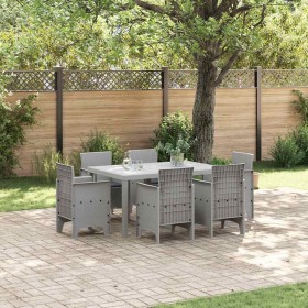Conjunto de Comedor de Jardín 7 pcs Gris Claro Ratan Polt en Mesas de jardín | Comprar online en Foru.es