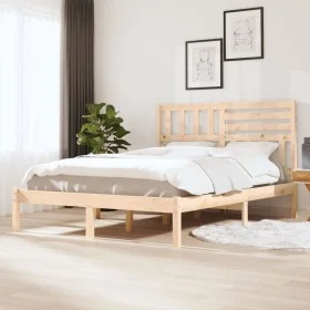Solid pine wood bed frame 120x200 cm by vidaXL, Beds and slatted bases - Ref: Foro24-3101018, Price: 119,33 €, Discount: %