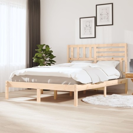 Estructura de cama madera maciza de pino 120x200 cm de vidaXL, Camas y somieres - Ref: Foro24-3101018, Precio: 122,62 €, Desc...