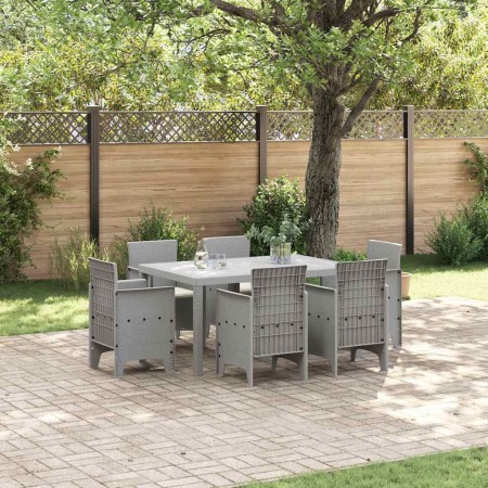 Conjunto de Comedor de Jardín 7 pcs Gris Claro Ratan Polt en Mesas de jardín | Comprar online en Foru.es