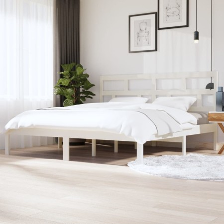 Estructura de cama madera maciza de pino blanco 200x200 cm de vidaXL, Camas y somieres - Ref: Foro24-3101239, Precio: 152,44 ...