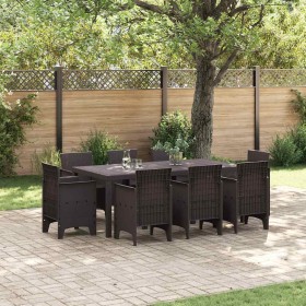 Conjunto de Comedor de Jardín 9 pcs Marrón Ratan Polt en Mesas de jardín | Comprar online en Foru.es