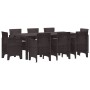 Conjunto de Comedor de Jardín 9 pcs Marrón Ratan Polt en Mesas de jardín | Comprar online en Foru.es