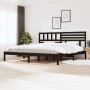 Estructura de cama de madera maciza de pino negra 200x200 cm de vidaXL, Camas y somieres - Ref: Foro24-3101047, Precio: 182,2...