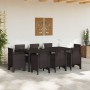Conjunto de Comedor de Jardín 9 pcs Marrón Ratan Polt en Mesas de jardín | Comprar online en Foru.es