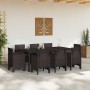 Conjunto de Comedor de Jardín 9 pcs Marrón Ratan Polt en Mesas de jardín | Comprar online en Foru.es