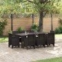 Conjunto de Comedor de Jardín 9 pcs Marrón Ratan Polt en Mesas de jardín | Comprar online en Foru.es