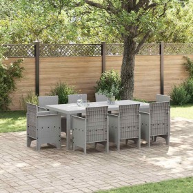 Conjunto de Comedor de Jardín 9 pcs Gris Claro Ratan Polt en Mesas de jardín | Comprar online en Foru.es