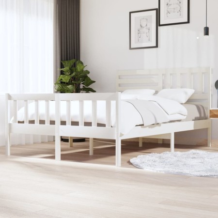 Estructura de cama de madera maciza blanco 150x200 cm de vidaXL, Camas y somieres - Ref: Foro24-3101159, Precio: 159,12 €, De...