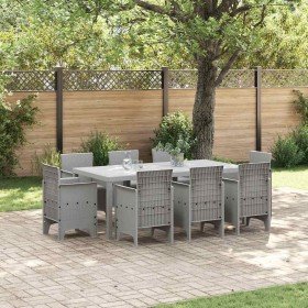Conjunto de Comedor de Jardín 9 pcs Gris Claro Ratan Polt en Mesas de jardín | Comprar online en Foru.es
