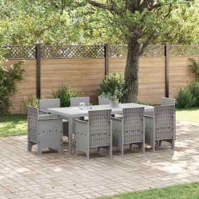 Conjunto de Comedor de Jardín 9 pcs Gris Claro Ratan Polt en Mesas de jardín | Comprar online en Foru.es