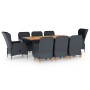 Set comedor jardín 9 piezas cojines ratán sintético gris oscuro en Conjuntos de jardín | Comprar online en Foru.es