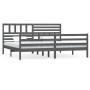 Estructura de cama de madera maciza gris 200x200 cm de vidaXL, Camas y somieres - Ref: Foro24-3101110, Precio: 196,32 €, Desc...