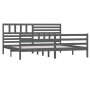 Estructura de cama de madera maciza gris 200x200 cm de vidaXL, Camas y somieres - Ref: Foro24-3101110, Precio: 196,32 €, Desc...