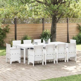Conjunto de Comedor de Jardín 11 pcs Blanco Ratan Polt en Mesas de jardín | Comprar online en Foru.es