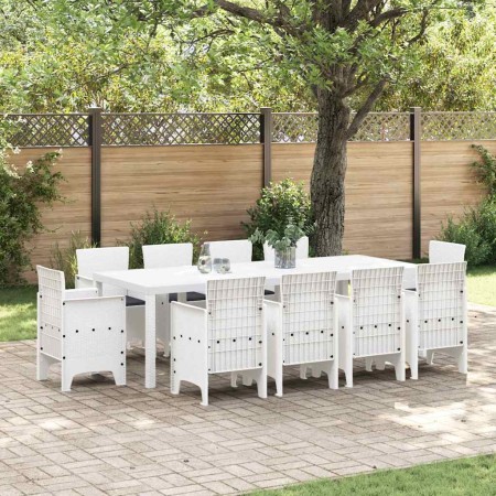 Conjunto de Comedor de Jardín 11 pcs Blanco Ratan Polt en Mesas de jardín | Comprar online en Foru.es