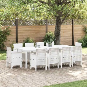 Conjunto de Comedor de Jardín 11 pcs Blanco Ratan Polt en Mesas de jardín | Comprar online en Foru.es