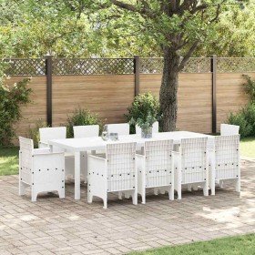 Conjunto de Comedor de Jardín 11 pcs Blanco Ratan Polt en Mesas de jardín | Comprar online en Foru.es