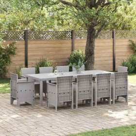 Conjunto de Comedor de Jardín 11 pcs Gris Claro Ratan Polt en Mesas de jardín | Comprar online en Foru.es
