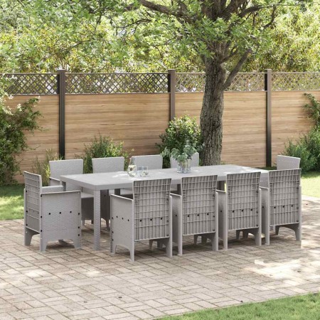 Conjunto de Comedor de Jardín 11 pcs Gris Claro Ratan Polt en Mesas de jardín | Comprar online en Foru.es