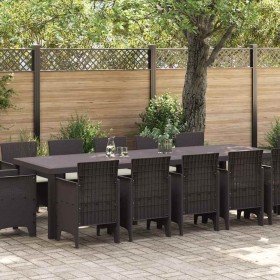 Conjunto de Comedor de Jardín con cojín 13 pcs Marrón Ratán en Mesas de jardín | Comprar online en Foru.es