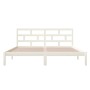 Estructura de cama doble de madera maciza blanco 135x190 cm de vidaXL, Camas y somieres - Ref: Foro24-3101194, Precio: 140,89...