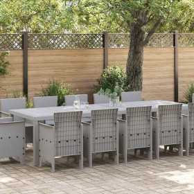 Conjunto de Comedor de Jardín 13 pcs Gris Claro Poliratán en Mesas de jardín | Comprar online en Foru.es