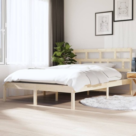 Estructura de cama doble pequeña de madera maciza 120x190 cm de vidaXL, Camas y somieres - Ref: Foro24-3101188, Precio: 119,9...