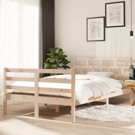 Solid pine wood bed frame 120x200 cm by vidaXL, Beds and slatted bases - Ref: Foro24-3101278, Price: 117,71 €, Discount: %