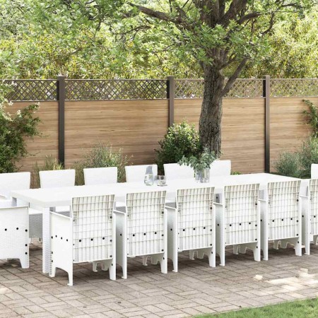 Conjunto de Comedor de Jardín 15 pcs Blanco Ratan Polt en Mesas de jardín | Comprar online en Foru.es