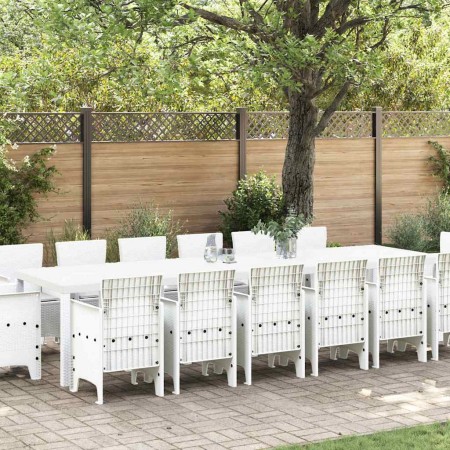 Conjunto de Comedor de Jardín 15 pcs Blanco Ratan Polt en Mesas de jardín | Comprar online en Foru.es