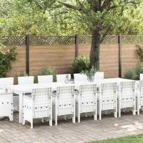 Conjunto de Comedor de Jardín 15 pcs Blanco Ratan Polt en Mesas de jardín | Comprar online en Foru.es