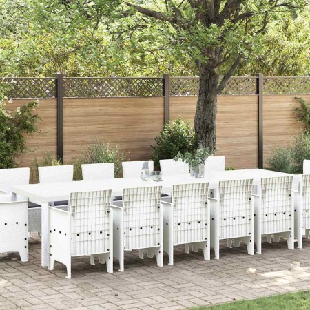 Conjunto de Comedor de Jardín 15 pcs Blanco Ratan Polt en Mesas de jardín | Comprar online en Foru.es
