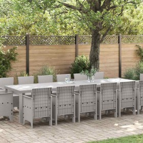 Conjunto de Comedor de Jardín 15 pcs Gris Claro Ratan Polt en Mesas de jardín | Comprar online en Foru.es