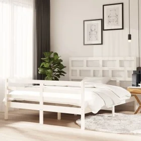 White solid wood bed frame King Size 150x200 cm by vidaXL, Beds and slatted bases - Ref: Foro24-3101289, Price: 147,26 €, Dis...