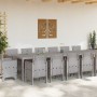 Conjunto de Comedor de Jardín 15 pcs Gris Claro Ratan Polt en Mesas de jardín | Comprar online en Foru.es