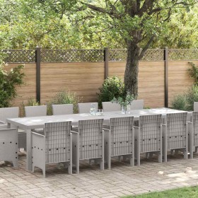 Conjunto de Comedor de Jardín 15 pcs Gris Claro Ratan Polt en Mesas de jardín | Comprar online en Foru.es