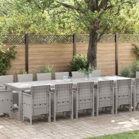 Conjunto de Comedor de Jardín 15 pcs Gris Claro Ratan Polt en Mesas de jardín | Comprar online en Foru.es