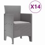 Conjunto de Comedor de Jardín 15 pcs Gris Claro Ratan Polt en Mesas de jardín | Comprar online en Foru.es