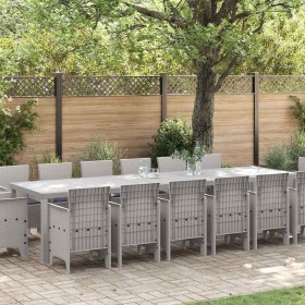 Conjunto de Comedor de Jardín 15 pcs Gris Claro Ratan Polt en Mesas de jardín | Comprar online en Foru.es