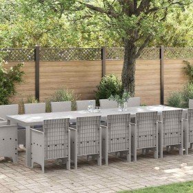 Conjunto de Comedor de Jardín 15 pcs Gris Claro Ratan Polt en Mesas de jardín | Comprar online en Foru.es