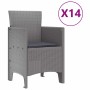Conjunto de Comedor de Jardín 15 pcs Gris Claro Ratan Polt en Mesas de jardín | Comprar online en Foru.es