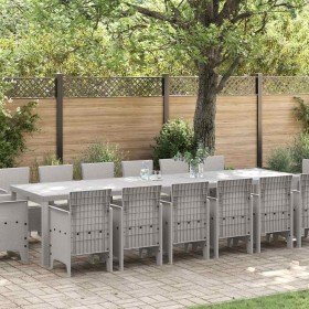 Conjunto de Comedor de Jardín 15 pcs Gris Claro Ratan Polt en Mesas de jardín | Comprar online en Foru.es