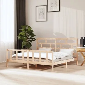 Estructura de cama de madera maciza de pino 200x200 cm de vidaXL, Camas y somieres - Ref: Foro24-3101368, Precio: 150,31 €, D...