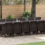 Conjunto de comedor de jardín con cojines 17 pcs Marrón PP en Mesas de jardín | Comprar online en Foru.es